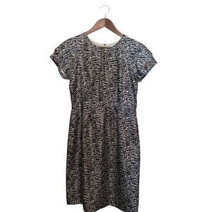 VTG Banana Republic Women's Dress Black‎ & White Abstract Silk  6 Corpcore